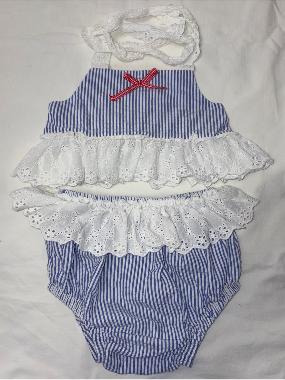 Haute Baby lace trimmed halter top with matching bloomers sa 4T EUC